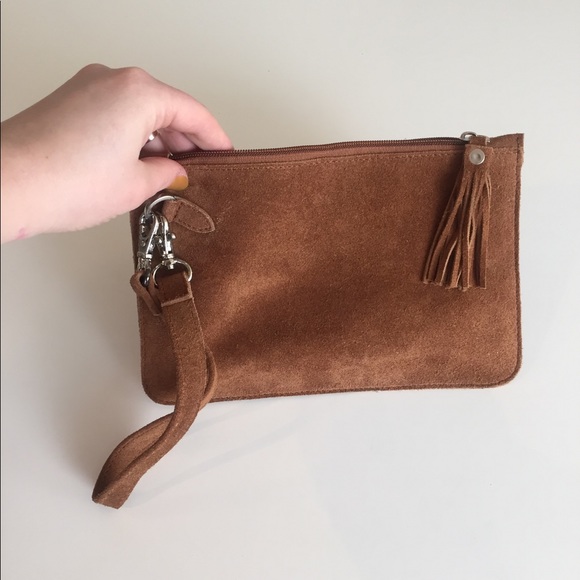 Suede Convertible Carryall with removable Clutch - Picture 5 of 8